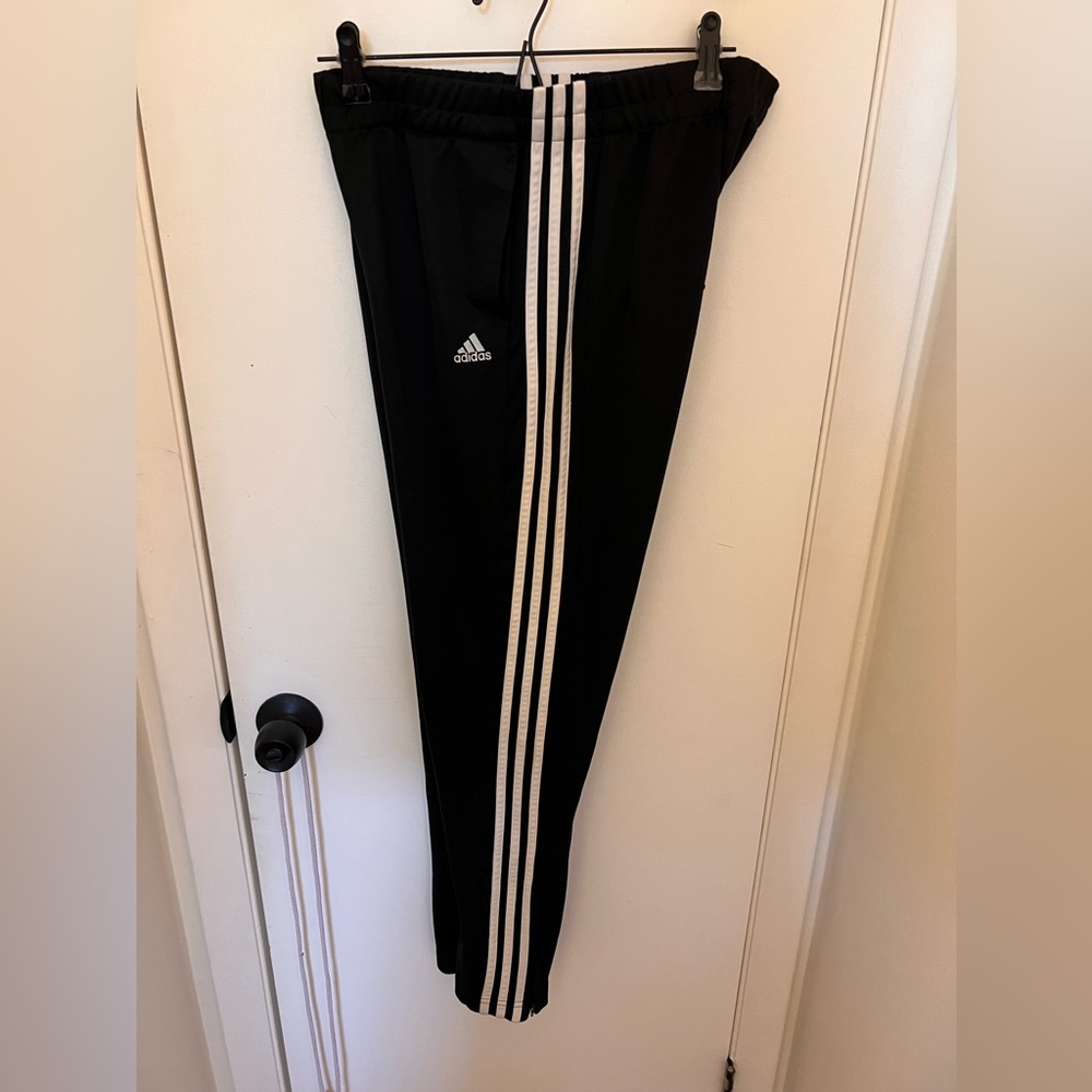 Black and white adidas sweatpants